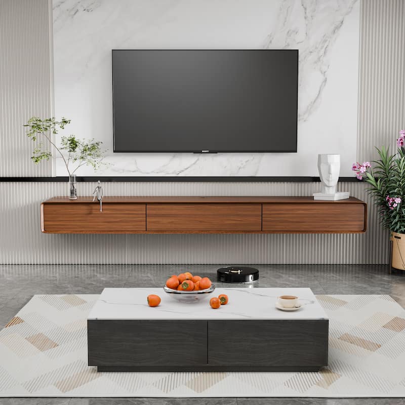 Modland 78" Modern Floating TV Stand Wall Mounted Media Control Center for Living Room - 78