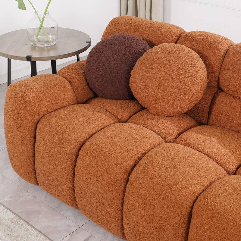 2-Pieces Boucle 5-Seat Sofa Set (3-Seater + Loveseat) with Marshmallow Cushions & Ergonomic Design