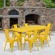 preview thumbnail 31 of 32, Rectangular Metal Indoor-Outdoor Table Set Yellow