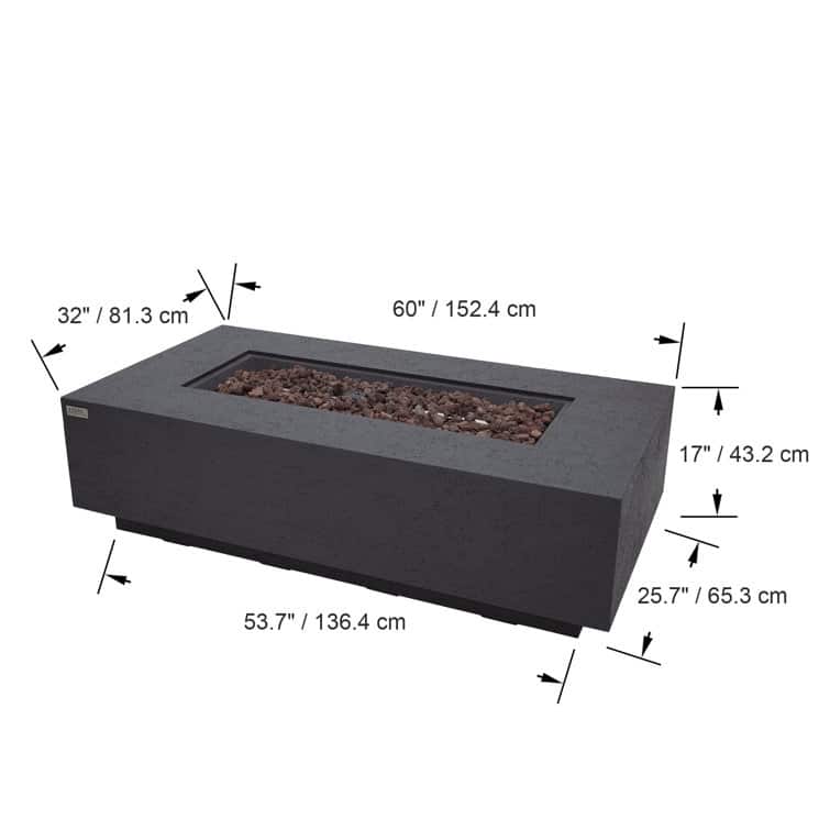 AMS Fireplace Madison Travertine Fire Pit Bundle - 60" x 32" x 17"