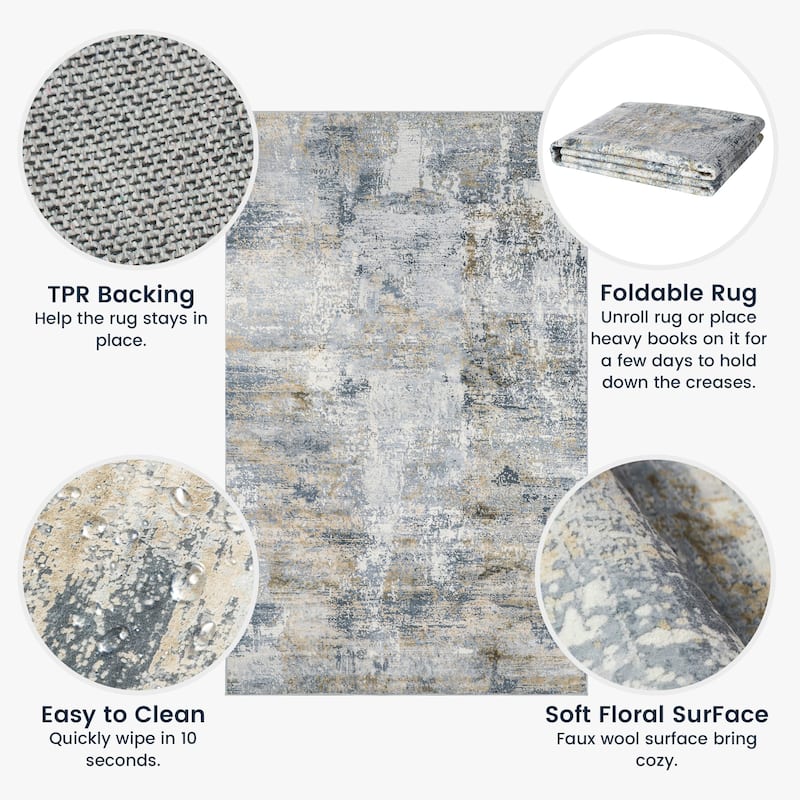 Glitzhome Modern Abstract Distressed Indoor/Outdoor Area Rugs