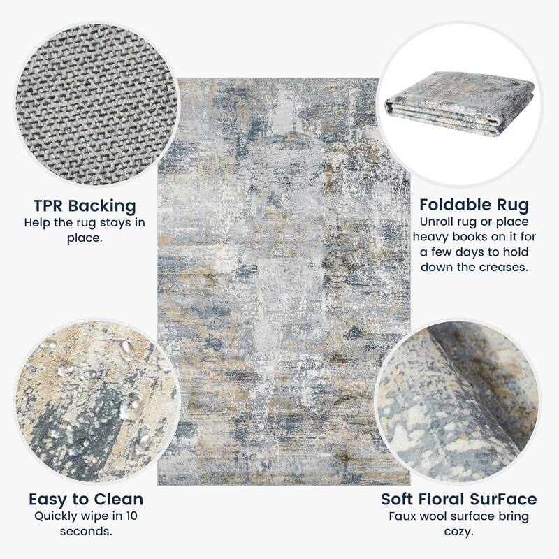 Glitzhome Modern Abstract Distressed Indoor/Outdoor Area Rugs