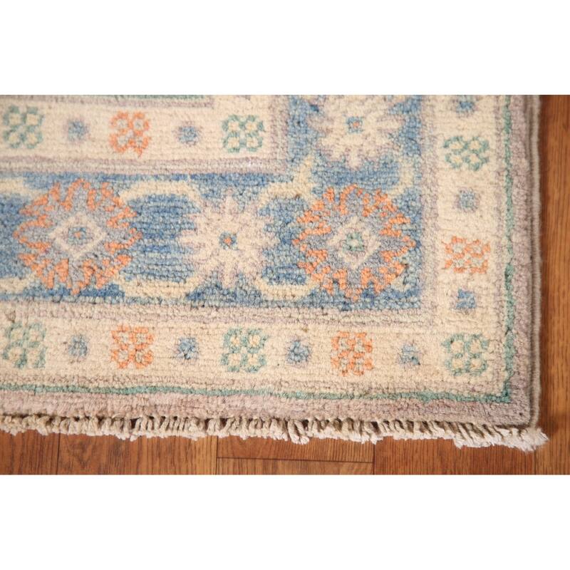 Geometric Kazak Foyer Rug Handmade Wool Carpet - 2'7" x 4'1"