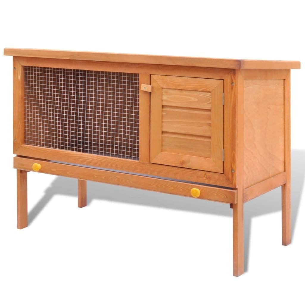 vidaXL Outdoor Rabbit Hutch Small Animal House Pet Cage 1 Layer Wood - 36" x 17.7" x 25.8"