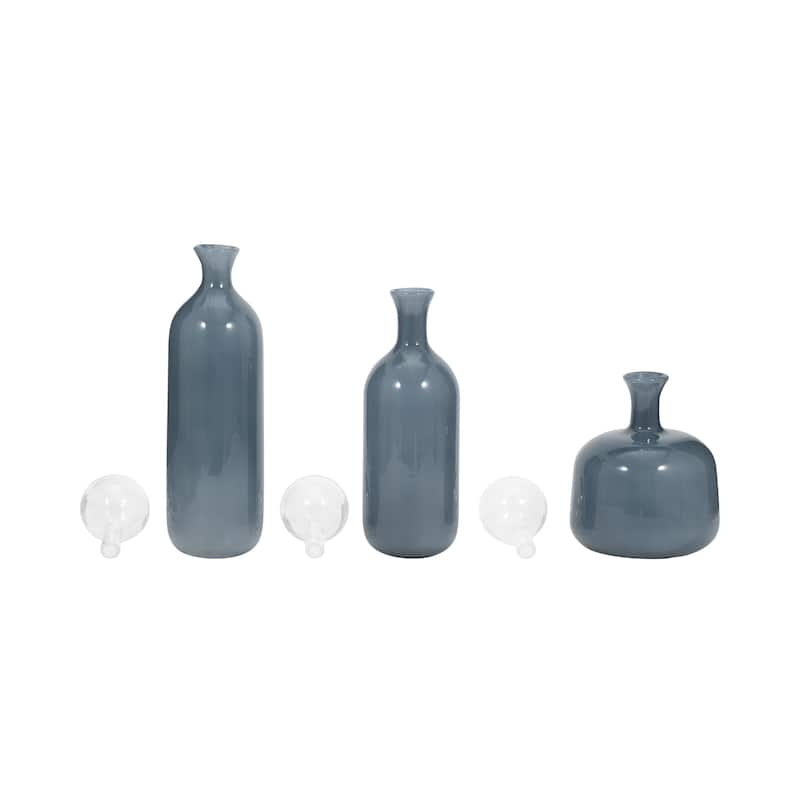 Sagebrook Home Modern Glass Vases with Artistic Swirl Design, Elegant Decorative Accent Set of 3