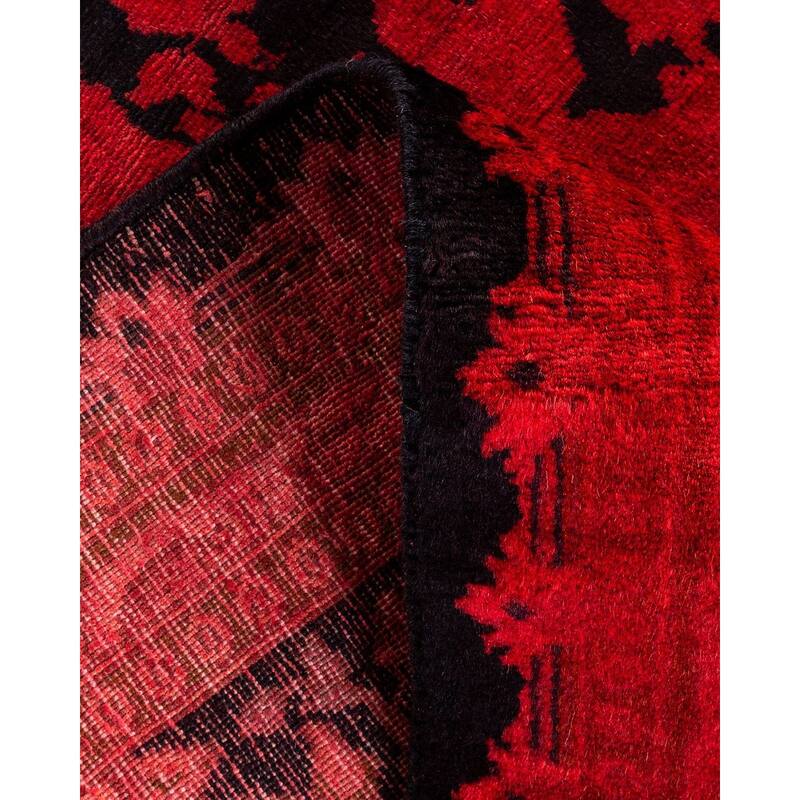 Overton Hand Knotted Wool Vintage Inspired Modern Contemporary Overdyed Red Runner Rug - 2' 5" x 7' 10"