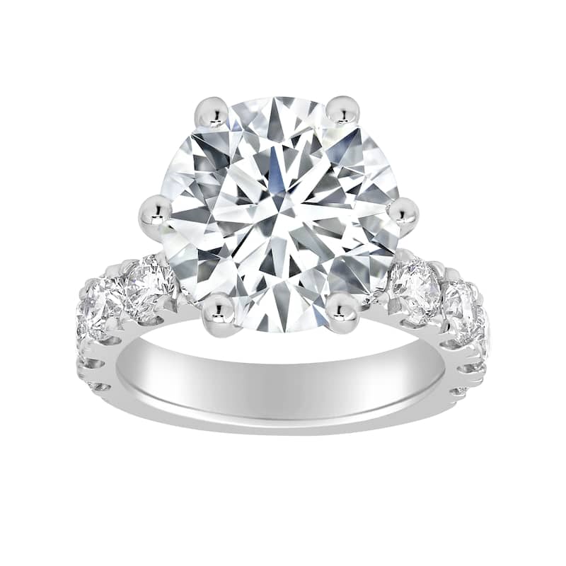 Auriya 14k Gold 7ctw Round Lab Grown 6-Prong Diamond Engagement Ring (E-F VS) - White - 7.5