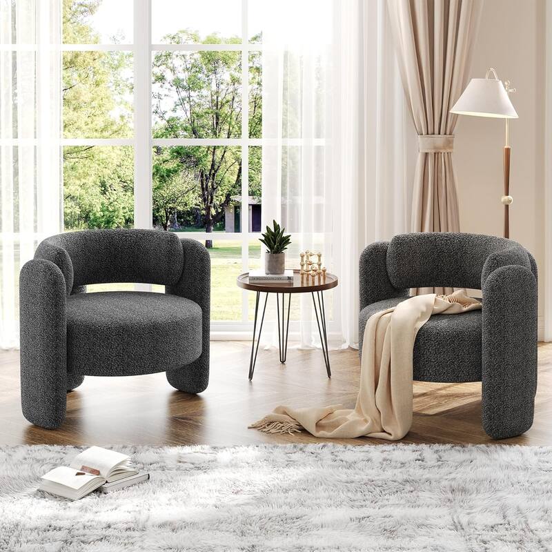 Modern Chenille Accent Chair, Mid-Century Upholstered Living Room Chair