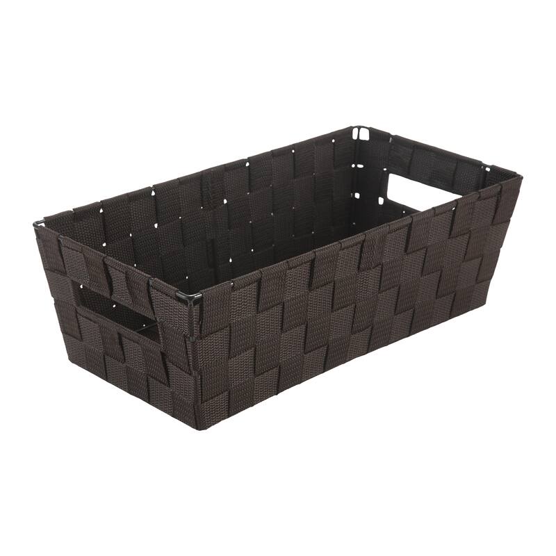 Simplify Medium Woven Strap Shelf Tote - 14.6" x 7.7" x 4.7" - Chocolate