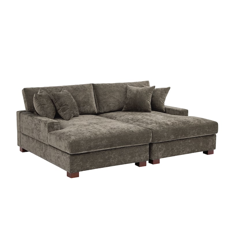 Modern Upholstered Chenille Modular Sectional Sofa with 2 Chaise