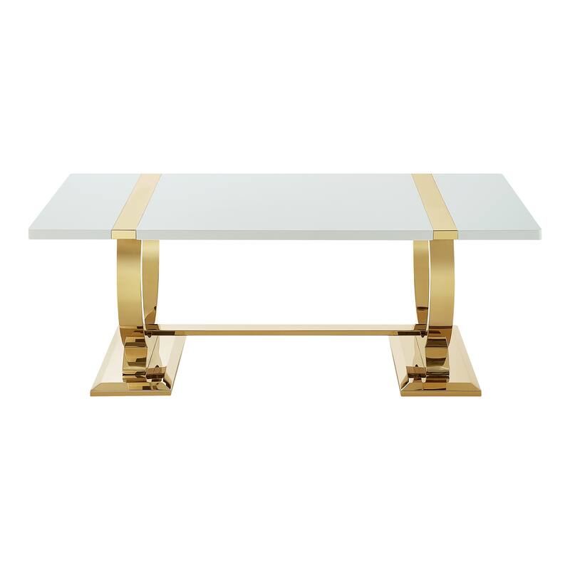 Furniture of America Carra Modern 3-Piece Stainless Steel O-Shaped Trestle Base Coffee Table Set