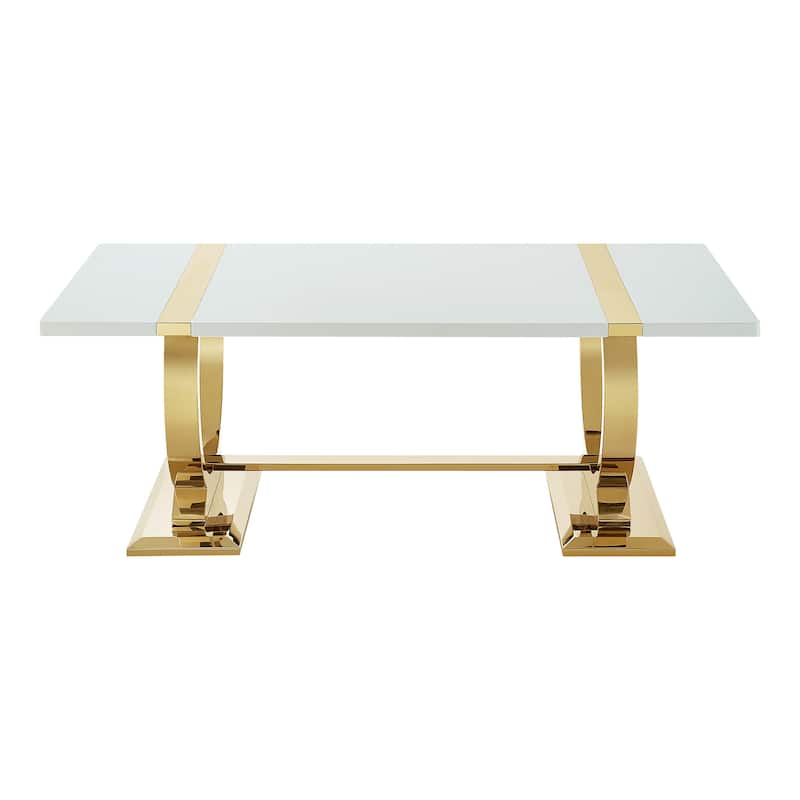 Furniture of America Carra Modern Stainless Steel O-Shaped Trestle Base Coffee Table