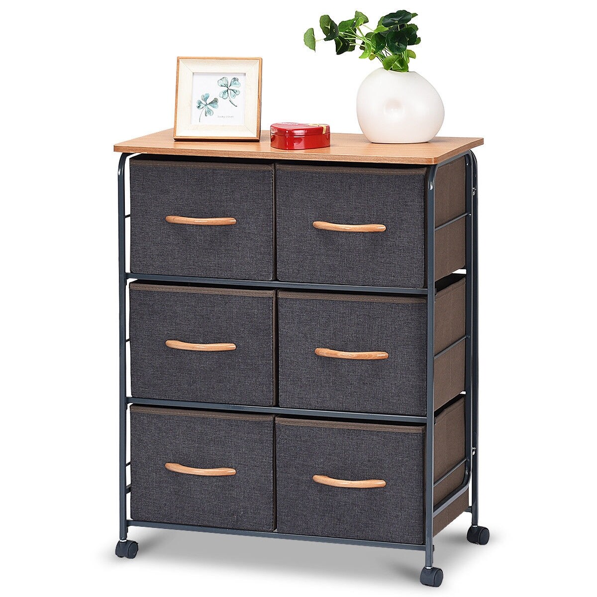 Shop Costway 6 Drawer Fabric Storage Table Organizer Display