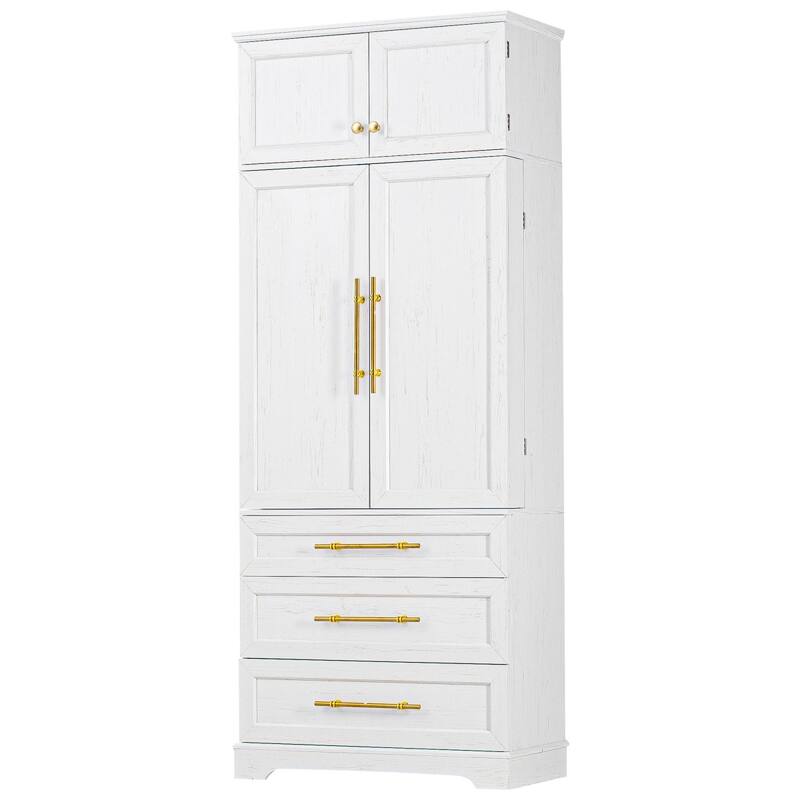 78.2" Tall Farmhouse Pantry Cabinet with 2 Storage Cabinets and 3 Drawers
