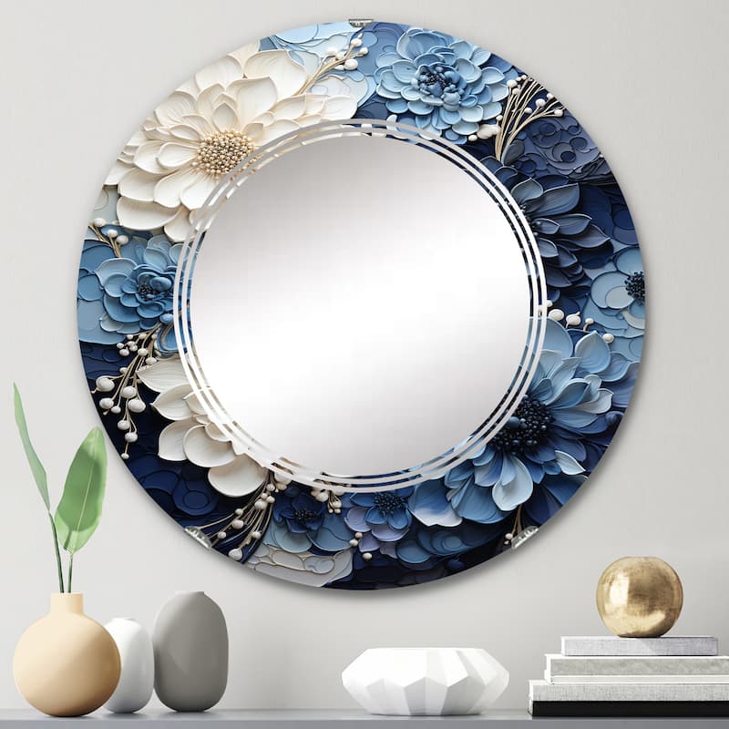 Designart "Liquid Ink Spiral I" Abstract Modern Wall Mirror - 24in.x24in.