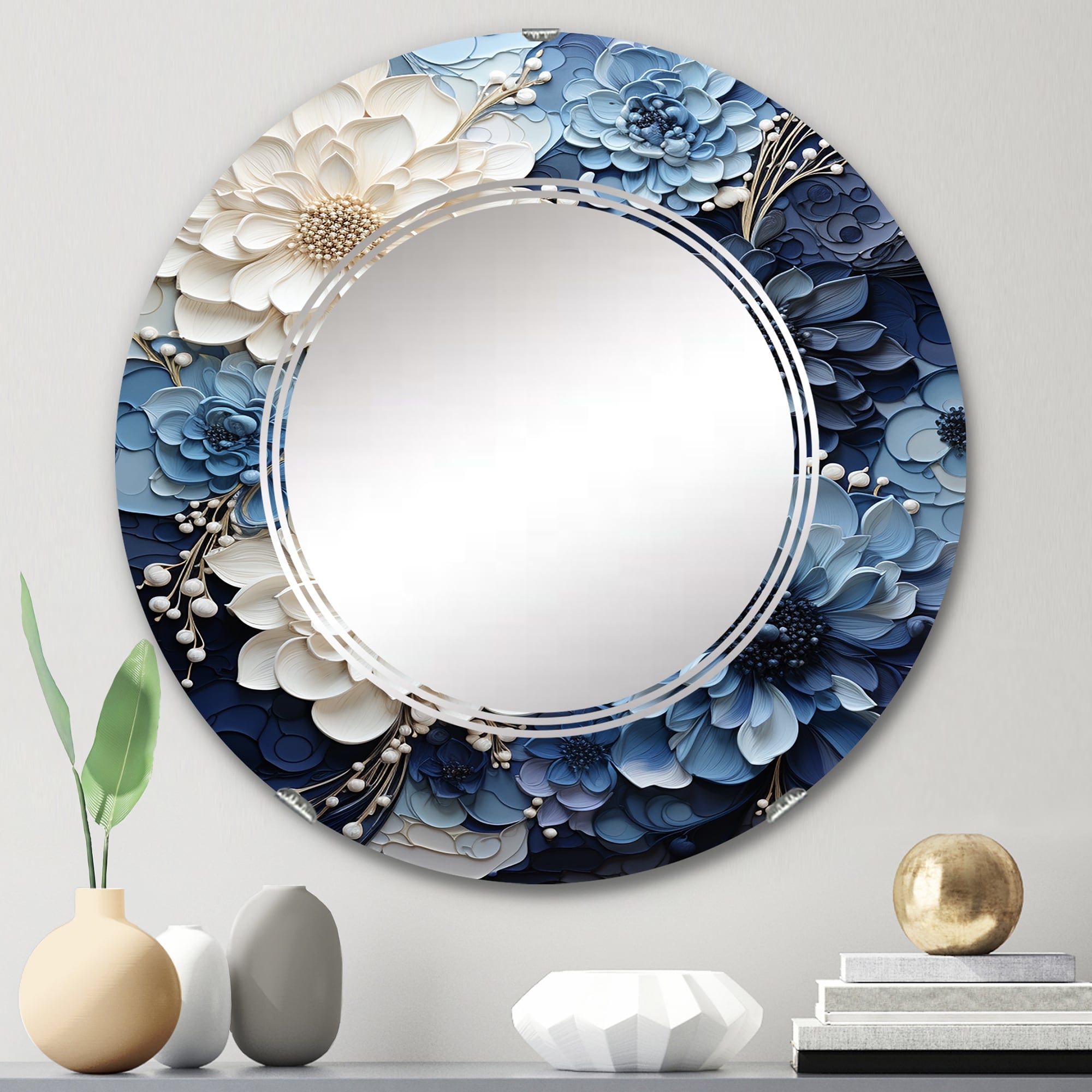 Designart "Liquid Ink Spiral I" Abstract Modern Wall Mirror