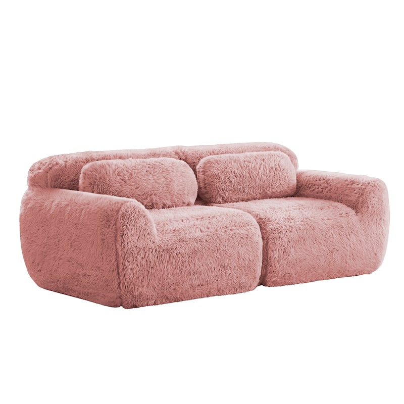 Homy Casa Pink Plush Modular Sectional Sofa Set Soft Cloud Floor Couch