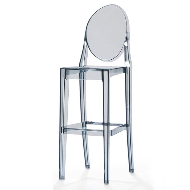 Modern Barstools With Oval Back Bar Stool Chairs For Standing Work Kitchen Island Dining Transparent Footrest Hotel (Set of 2)