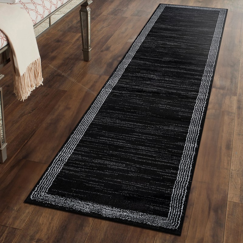World Rug Gallery Modern Geometric Border Area Rug - 2'3" x 8'