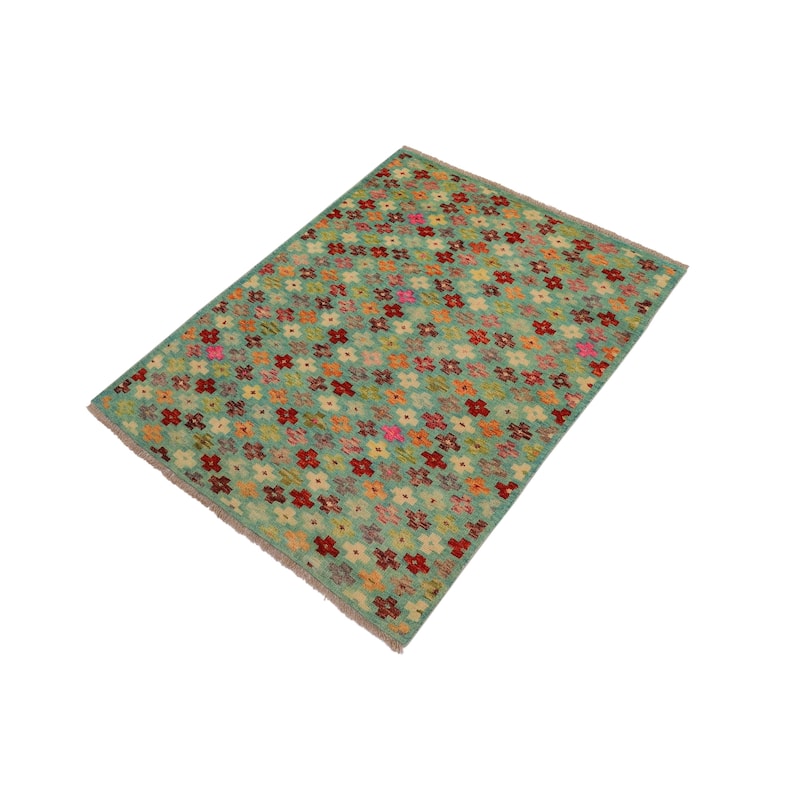 Boho Chic Balochi O'Connor Blue/Rust Hand Knotted Wool Rug - 3'2'' x 5'1''