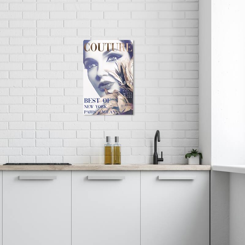 Wynwood Studio Canvas Fashion and Glam Cover Model Couture II Gold and Metallic Gold Modern & Contemporary Wall Art Canvas Print - 24 x 16