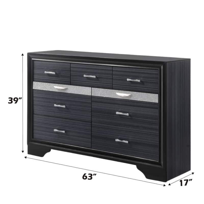 Wood 9 Drawers Chest, Storage Dresser with Jewelry Drawer, No Assembly