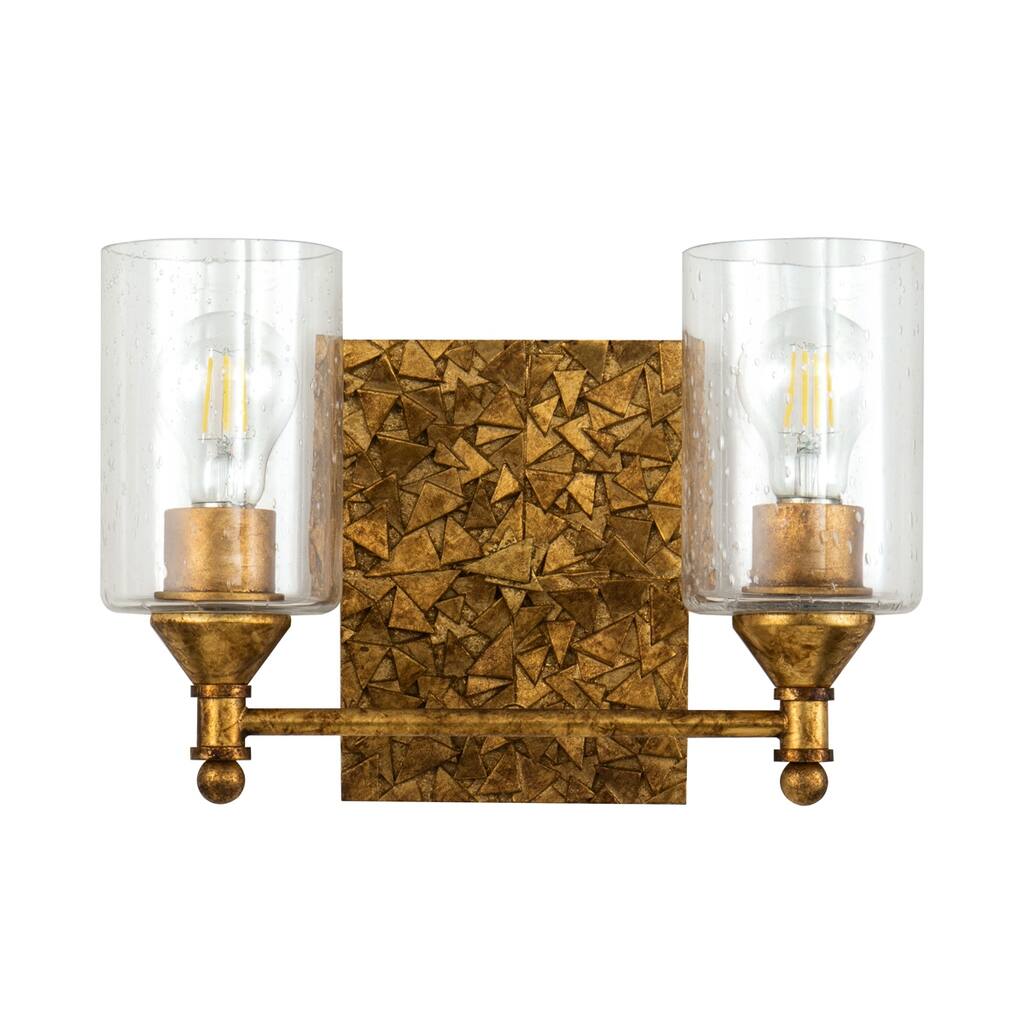 Antique Gold 2 Light Bath Vanity Lighting Bar