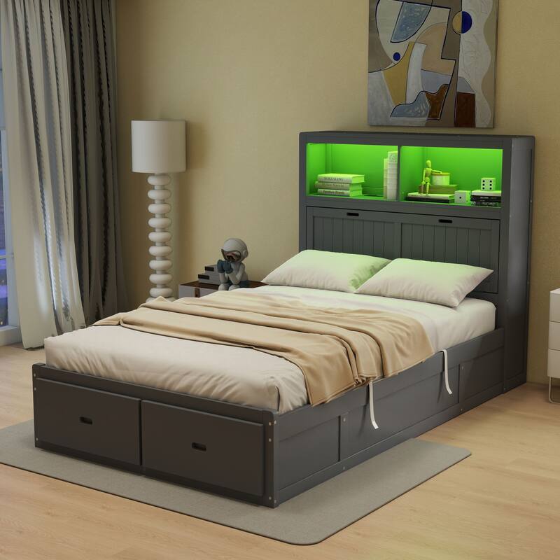 Wooden hydraulic platform bed