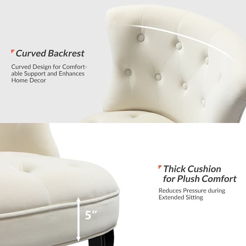 Paolino 25.1" Wide Traditional Velvet Button-tufted Back Stools with Wood Legs by HULALA HOME