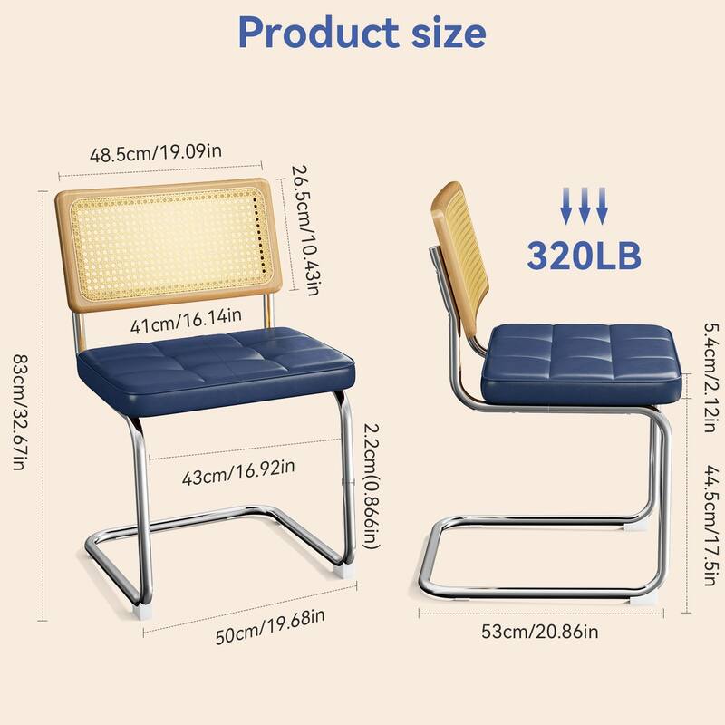 Mid-Century Modern Chairs Set - Faux Leather & Rattan