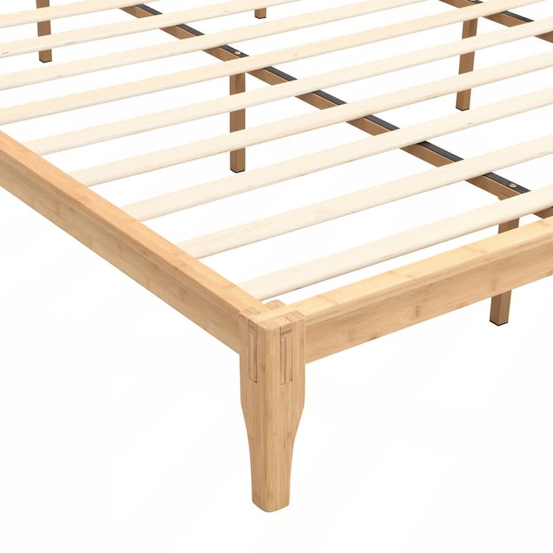 Mid-Century Modern King Size Bamboo Wood Platform Bed