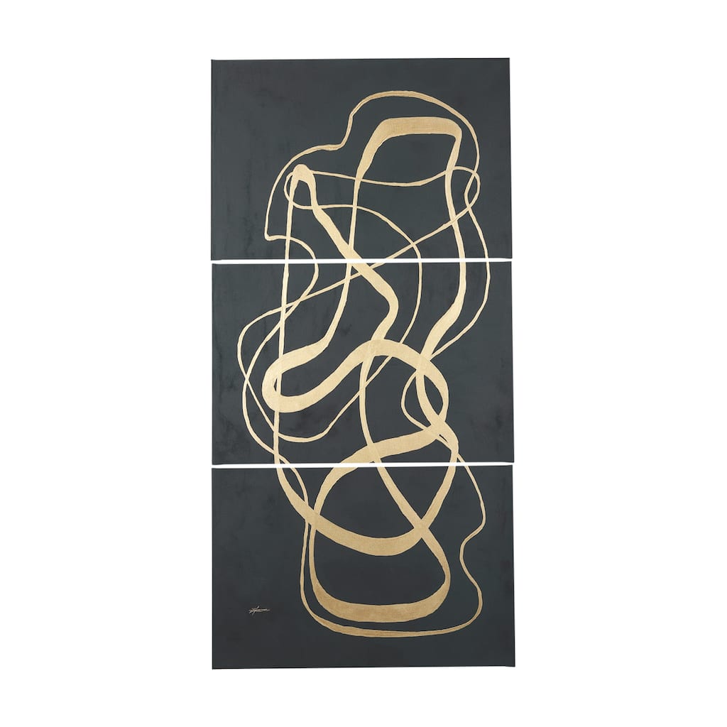 Free Lines Dark Green (45 x 30)(Set of 3) Canvas Art Print