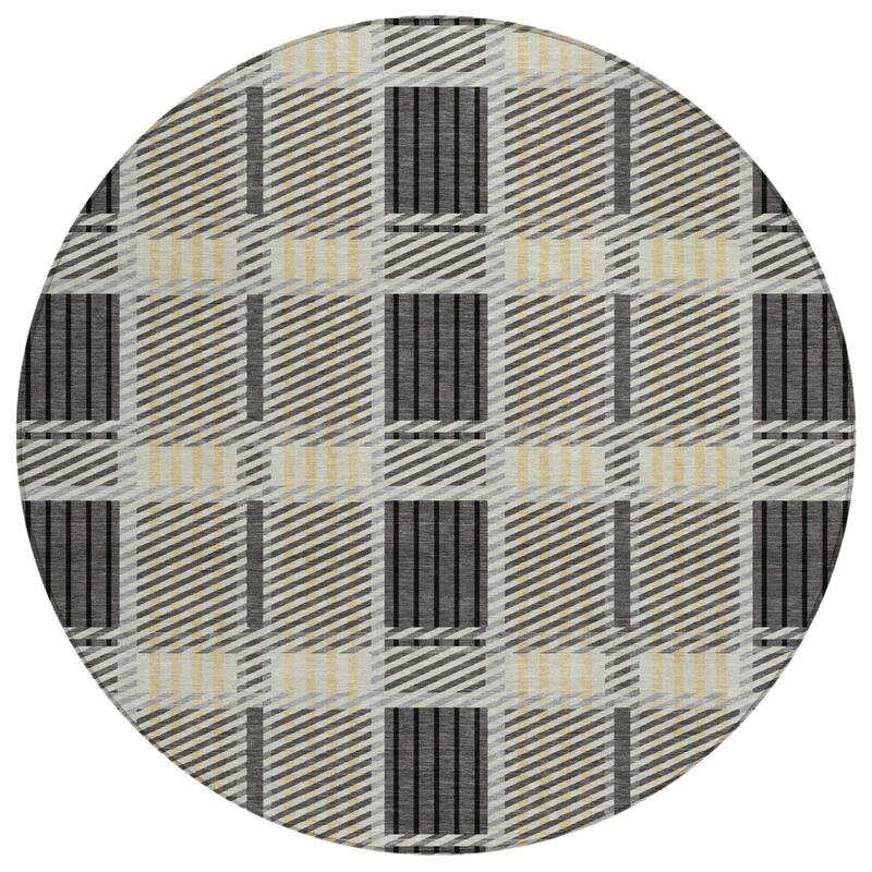 HomeRoots Plaid Transitional Rectangle Outdoor Rug