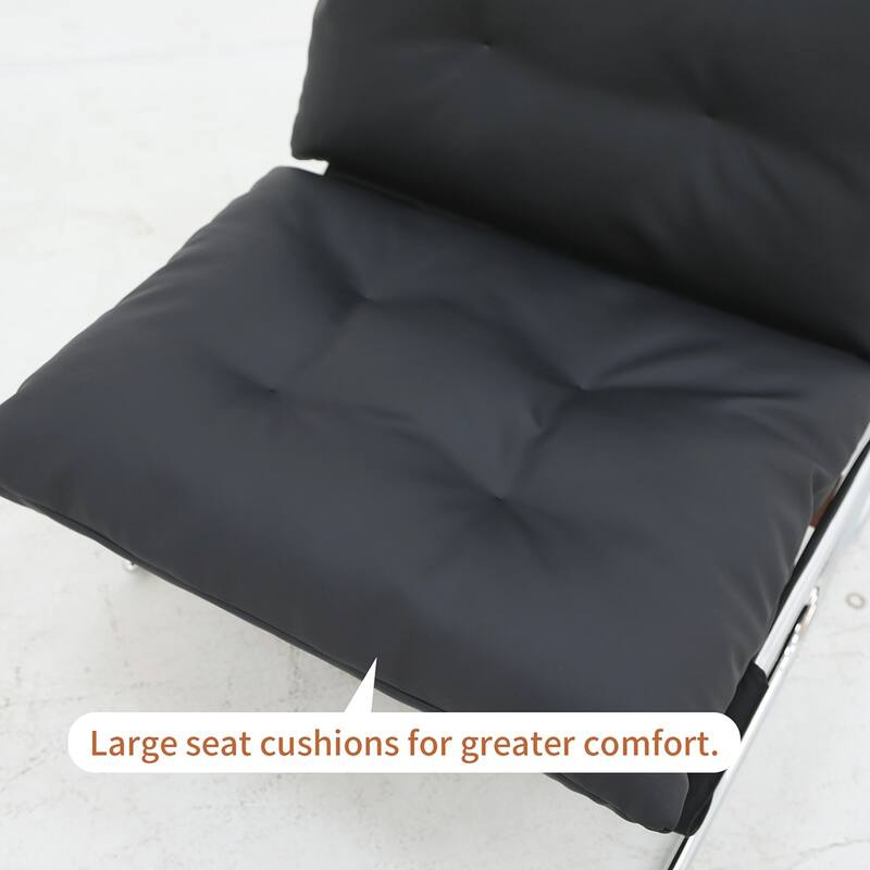 Faux Leather Accent Chair With Metal Legs
