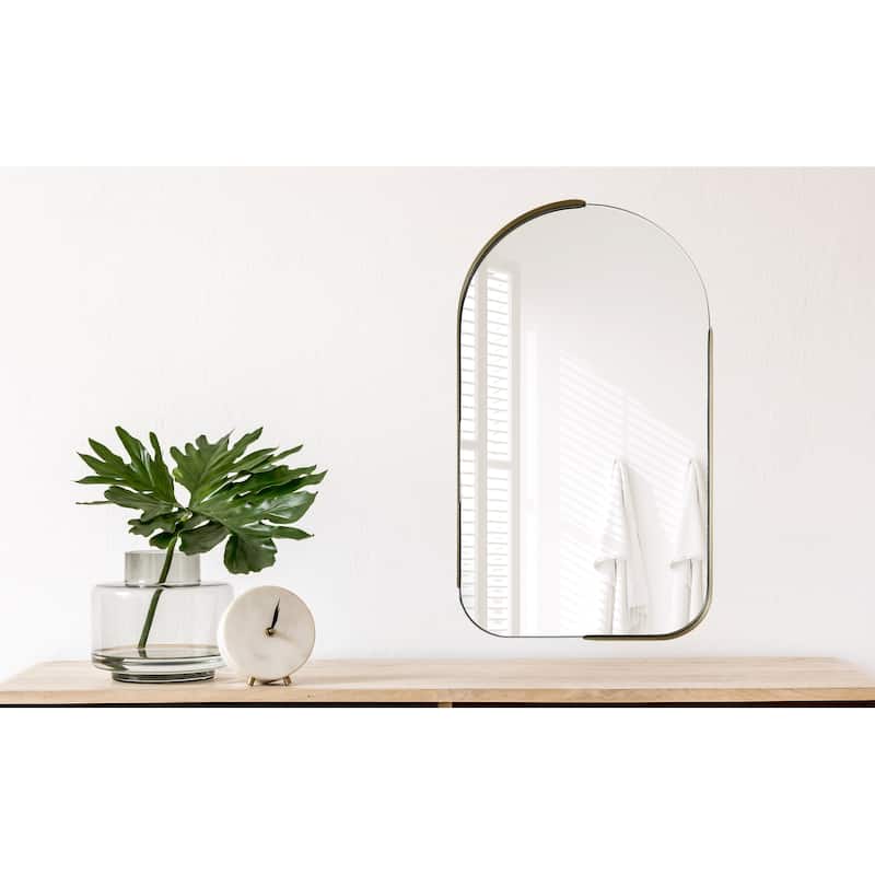 MacLuu Arch Half Frame Metal Wall Mirror - 19.7"×35.4"