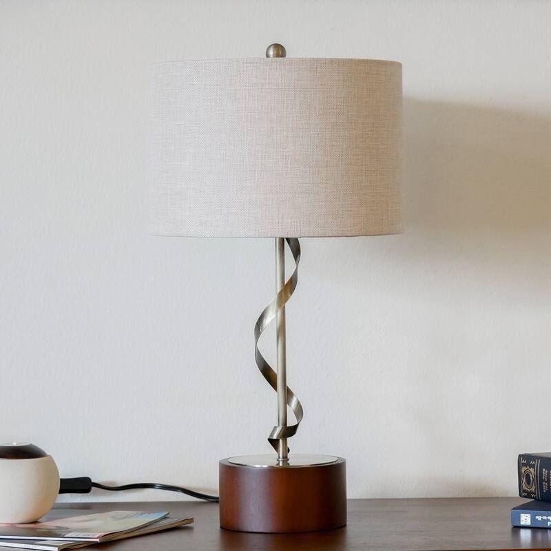Nightstand Desk Lamp Solid Wood Creative Lights Reading Living Room Table Lamps Twisted Metal Table Lamp 110V