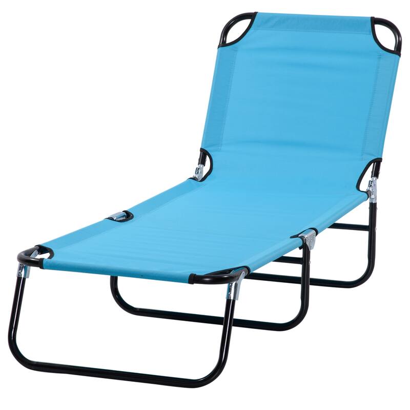Foldable Outdoor Chaise Lounge Chair Sun Tanning Chairs with 5-Position Backrest and Steel Frame for Beach Patio Poolside