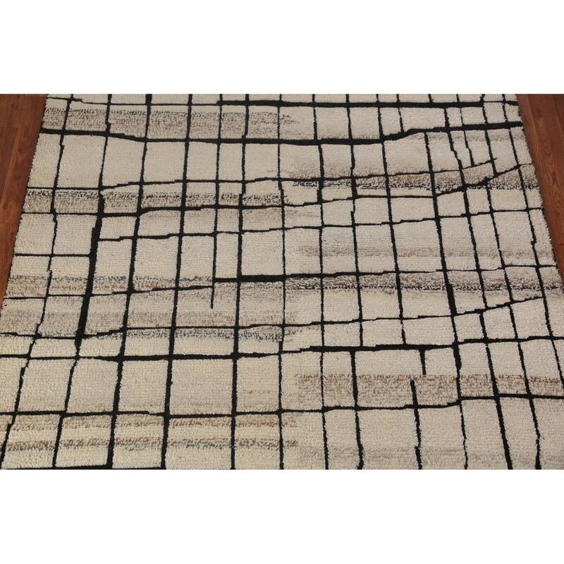 All-Over Moroccan Modern Area Rug Handmade Wool Carpet - 5'3" x 8'3"