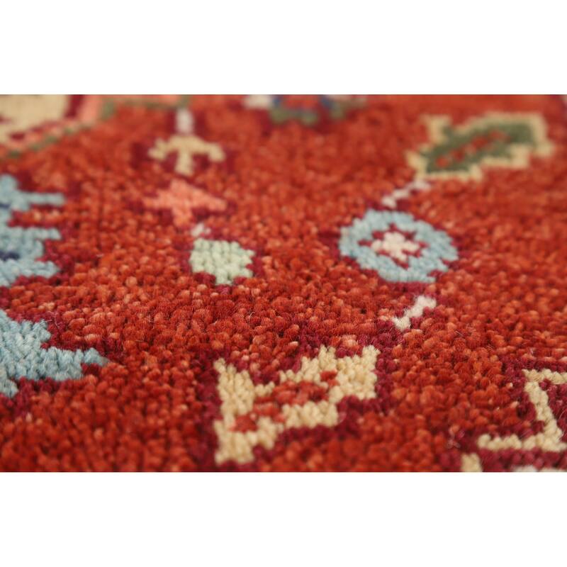 Hand Knotted Oriental 100% Wool Carpet Traditional Medallion Oranges & Rust Heriz (serapi) Area Rug - 5' 2'' X 2' 11''
