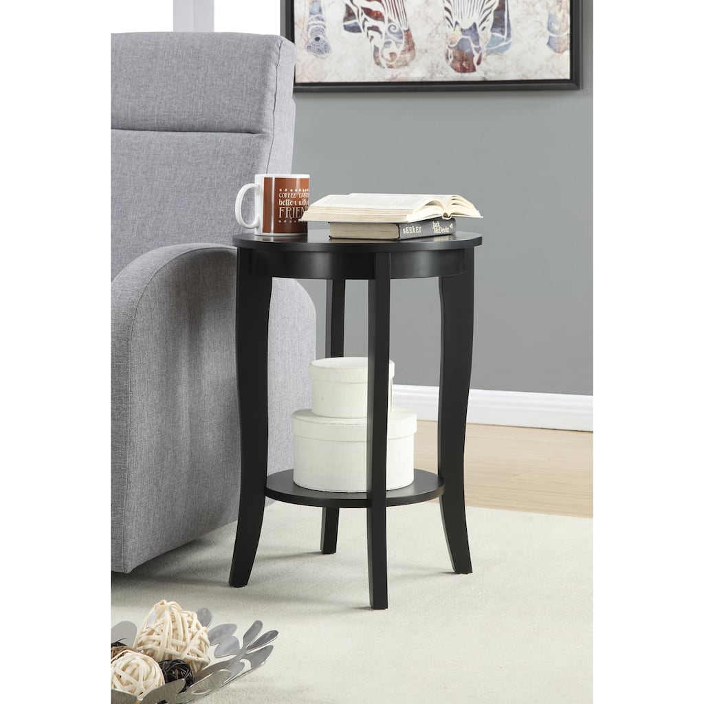 Convenience Concepts American Heritage Round End Table with Shelf