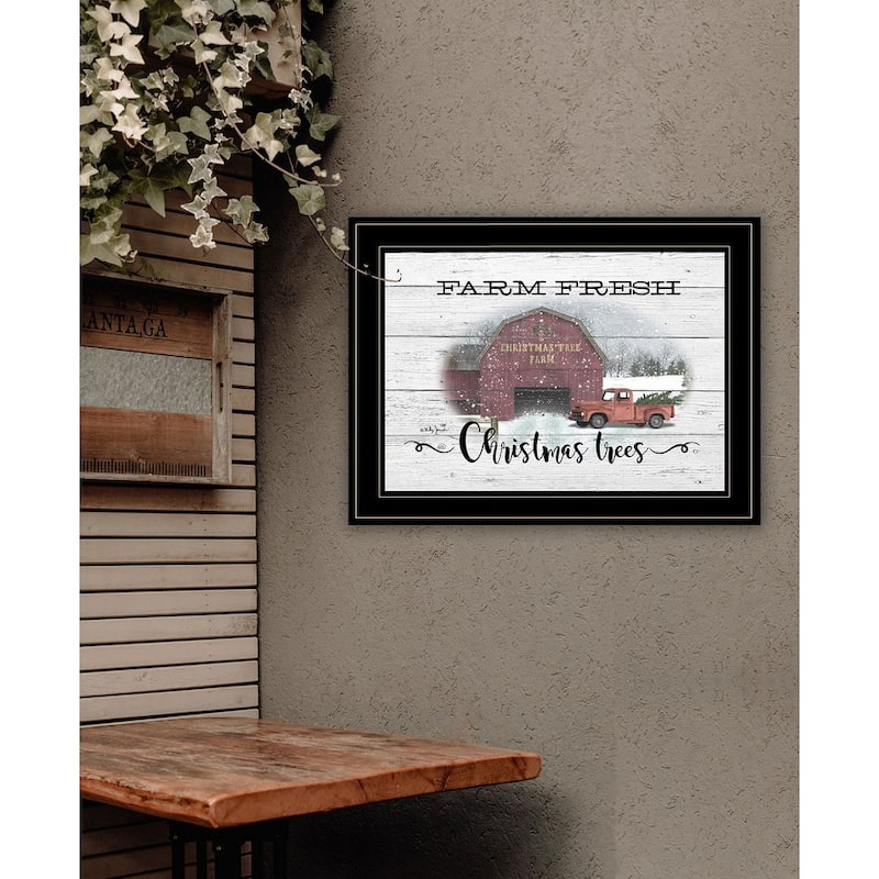 TrendyDecor4U Farmhouse "Farm Fresh Christmas Trees" Framed Print Wall Art by Billy Jacobs - Multi-Color