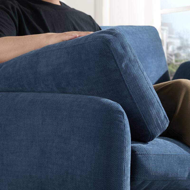 50" Oversized Chenille Lounge Chair - Wide Deep Seat Armchair with Color Block Design & Throw Pillows