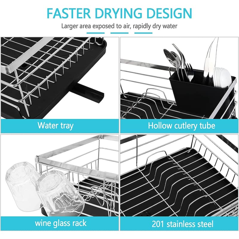 Counter Dish Drying Rack with Utensil Holder