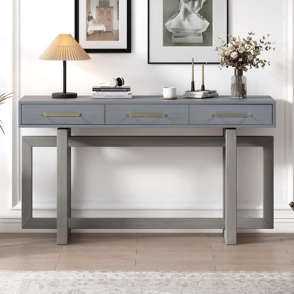 3 Drawers Console Table, Extra Long Entryway Table Side Table for Hallway Living Room Foyer