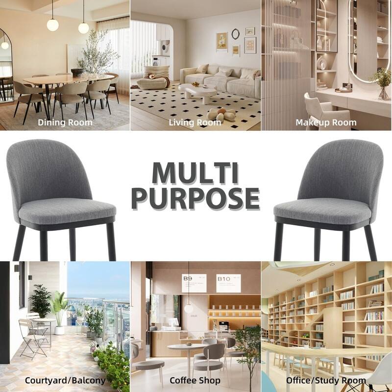 Modern Upholstered Dining Chair Set of 2, Kitchen Chair with Wooden Legs