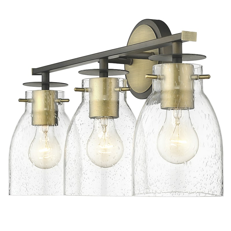 Shelby Oil Rubbed Bronze/ Antique Brass Bath/ Vanity Fixture w/ Clear Seedy Glass