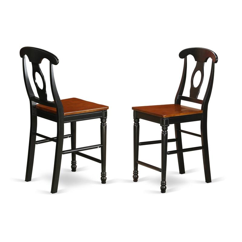 HomeStock 5-Piece Round Black Finish Solid Wood Top Dining table with 4 Chairs with Lattice Back