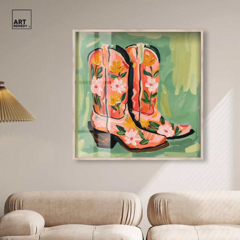 Wildflower Cowboy Boots Shadowbox by Art Remedy
