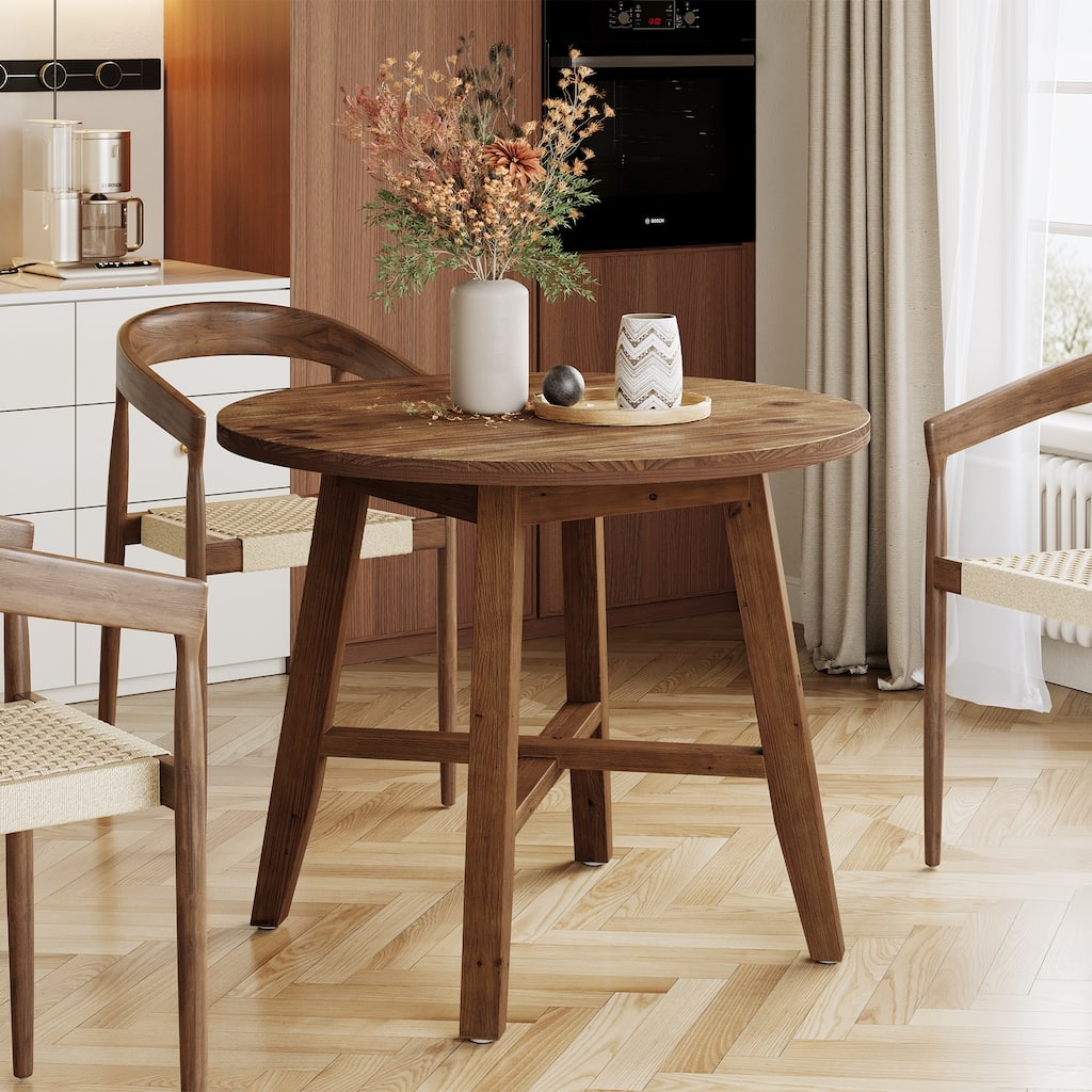Solid Wood Round Dining Table, Kitchen Table, End/Side Table for Living/Dining Room, Kitchen, Apartment
