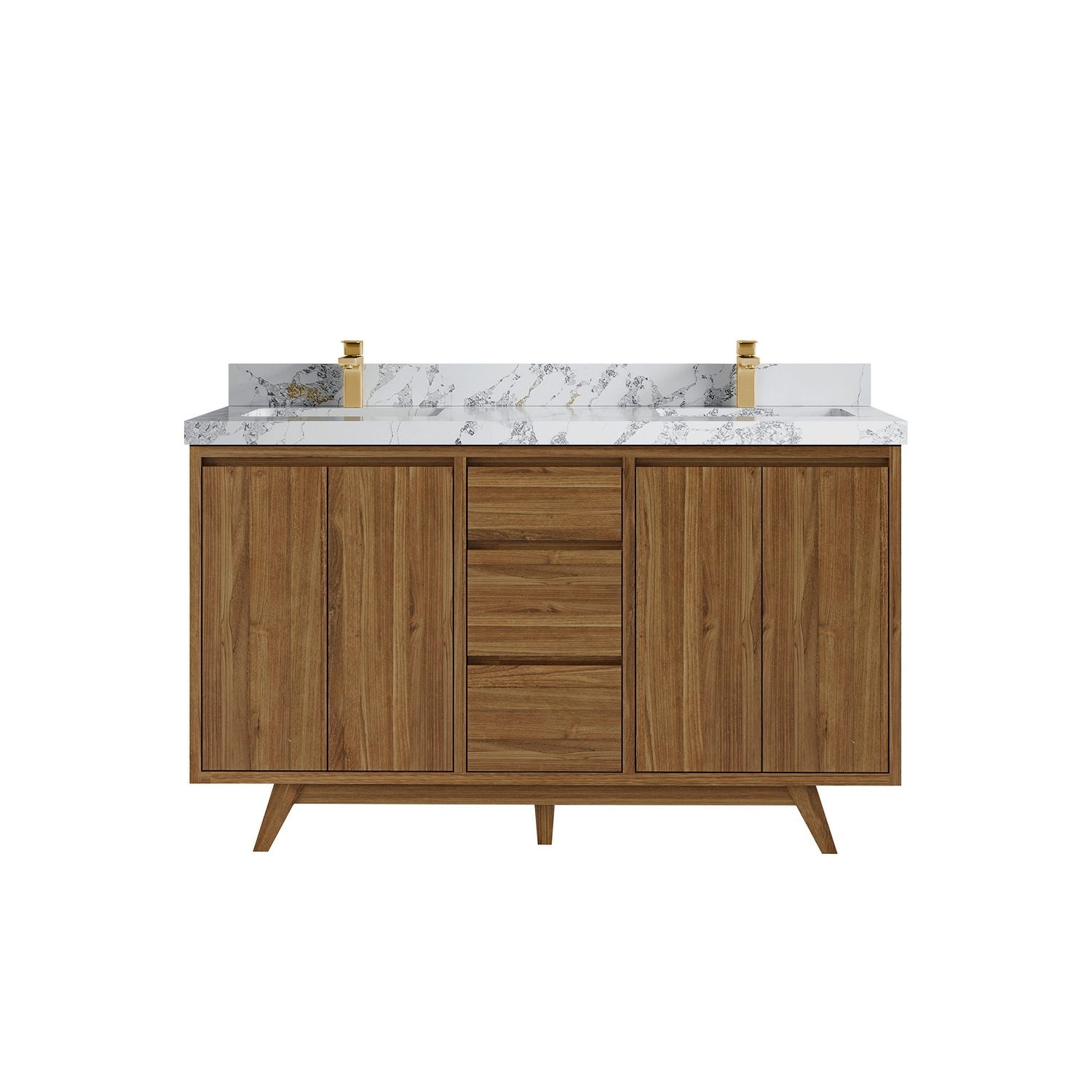 Willow Collections 60 in. W x 22 in. D Madison Teak Double Sink Bathroom Vanity with Countertop